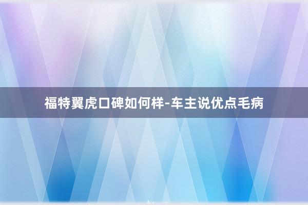 福特翼虎口碑如何样-车主说优点毛病